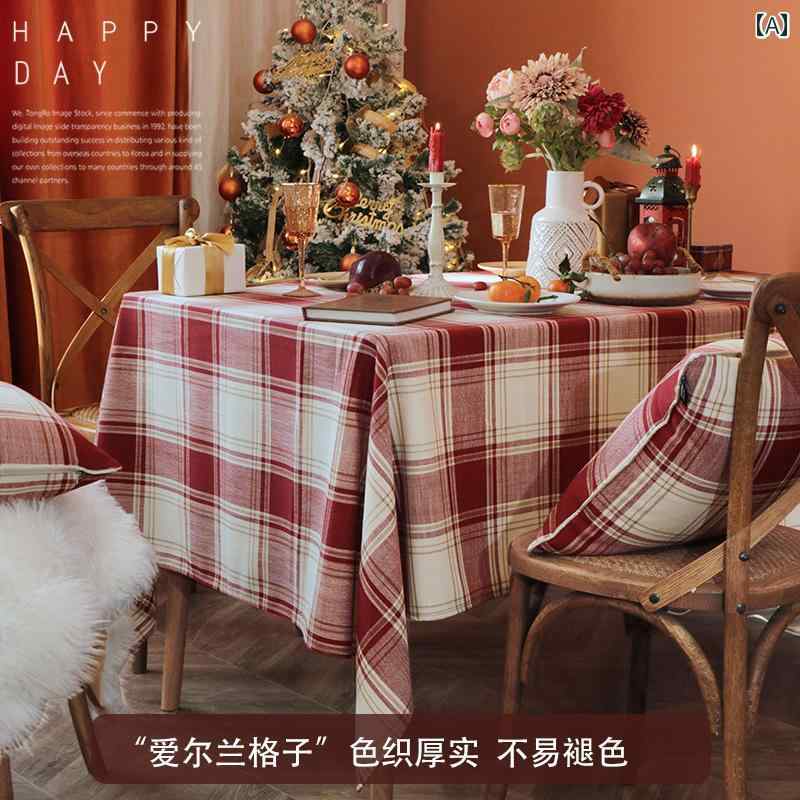 テーブルクロス おしゃれ インテリア ティー コーヒー 綿 リネン アメリカン レトロ チェック 秋冬 ホーム 長方形 ダイニング コーヒー