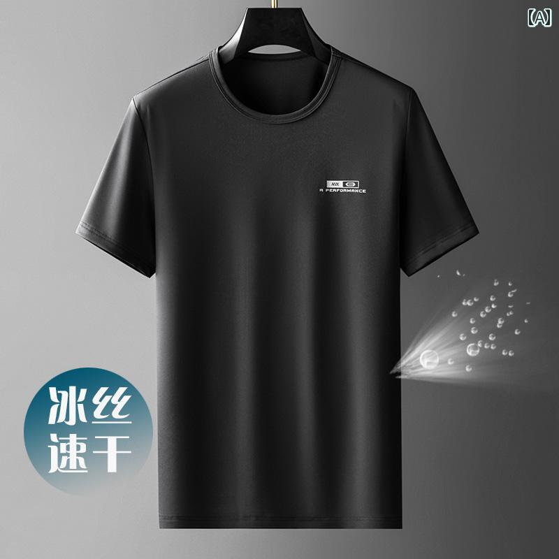 Tシャツ メンズ 半袖 夏 ひんやり 速乾 薄手 涼しい 通気性 快適 ラウンドネック スポーツ トップス