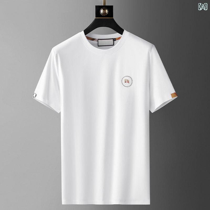 Tシャツ メンズ 半袖 夏 ひんやり 薄手 涼しい カジュアル ラウンドネック 通気性 快適 綿