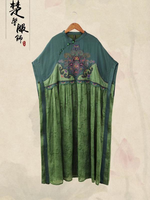レディース ファッション 刺繍 チャイナ風 レトロ エスニック 半袖 唐 漢 ドレス ローブ|おうち健康生活