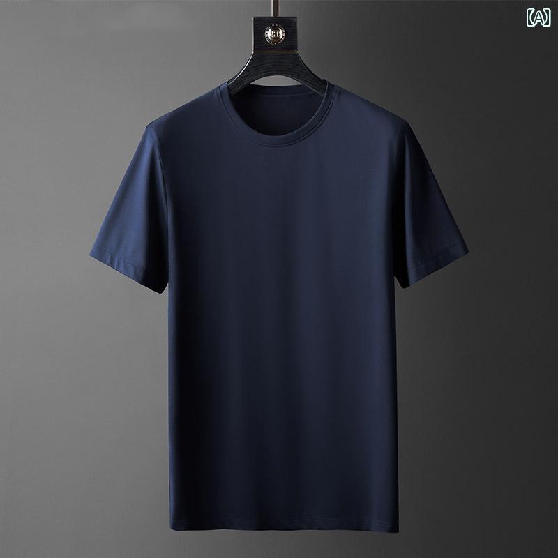Tシャツ メンズ 半袖 夏 ひんやり 薄手 涼しい 無地 ラウンドネック ビジネス トップス