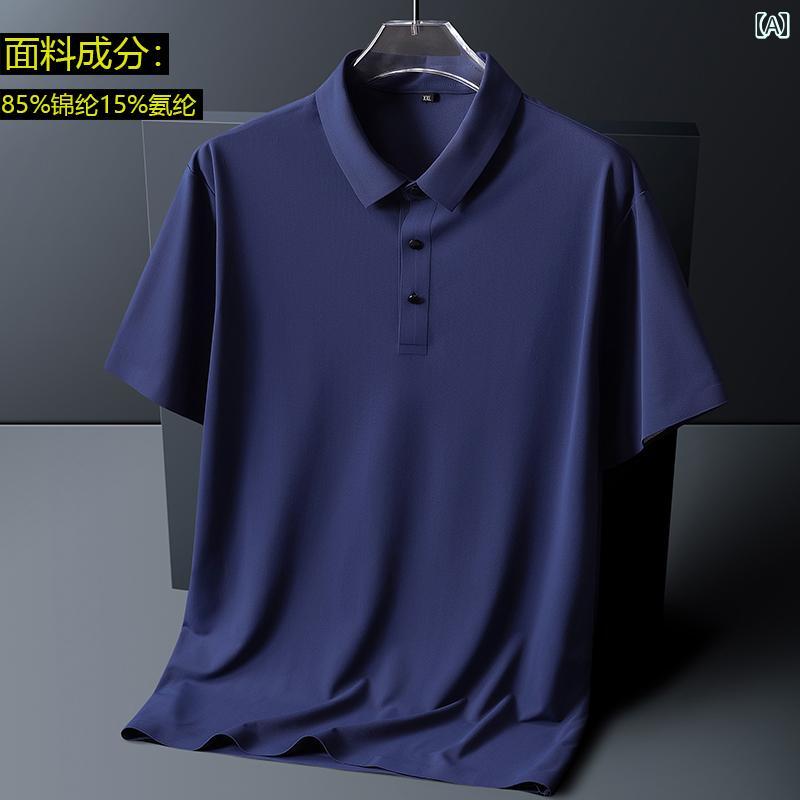 ポロシャツ メンズ 半袖 夏 カジュアル ひんやり 極薄 速乾 大きいサイズ 抗 シワ Tシャツ