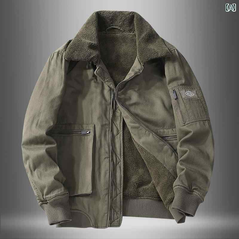 メンズ ファッション ウール ジャケット 冬 アメリカン ワークウェア 起毛 厚手 コットン コート ファーカラー ジャケット コットンコート 24,207円