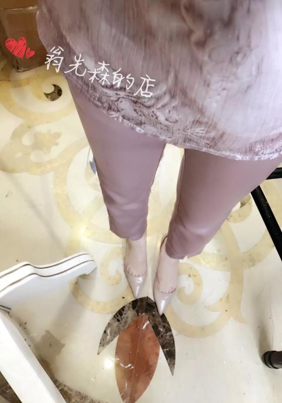 光沢 サテン 紡績 九分 マイクロ レッグ パンツ 通気性 快適 スリム