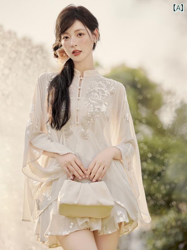 レディース ファッション チャイナ風 茶師服 涼しげ 瞑想 風 衣装 トップススス スカート 2点 セット 8,793円