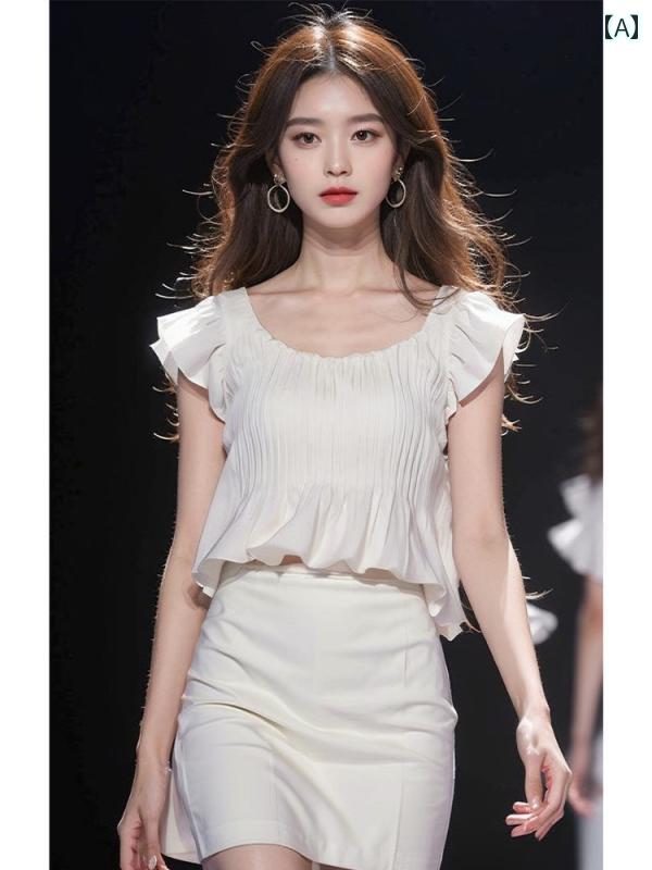レディース ファッション 白 ショート ノースリーブシャツ ベスト ユニーク 美しい 早春 シック トップスス|おうち健康生活