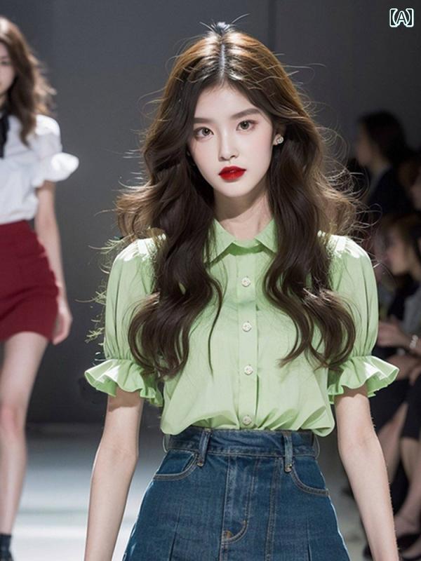 レディース ファッション 夏 トップスス 春先 韓国 ユニーク 美しい シャツ 半袖 シャツ｜おうち健康生活