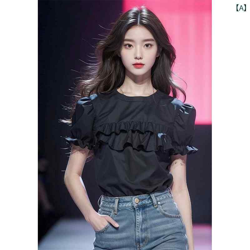 レディース ファッション 西洋 ユニーク トップスス 初春 美しい 半袖 シャツ