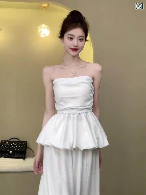 レディース ファッション ユニーク 美しい ブラウス シック ガール 魅惑 短い 白 チューブ トップスス ワンショルダー トップスス