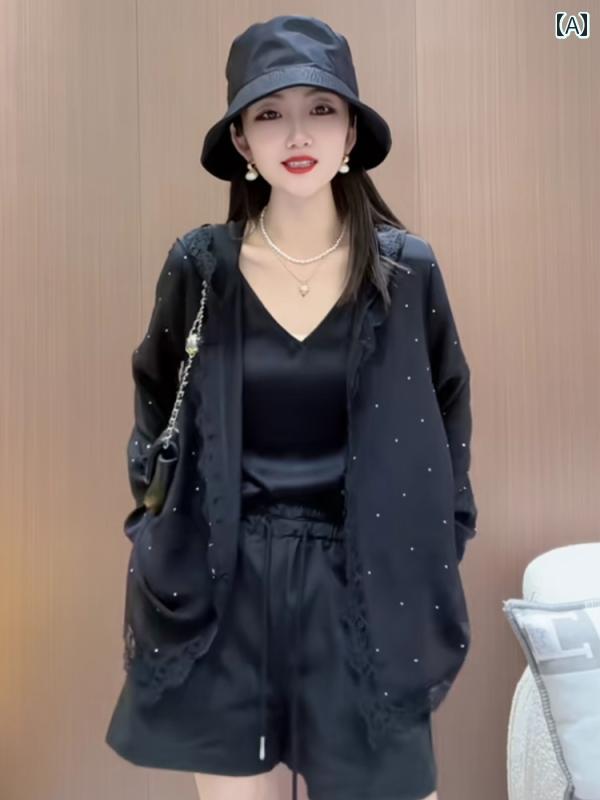 レディース ファッション 見栄え 黒い フード シャツ 薄手 涼しい シャツ