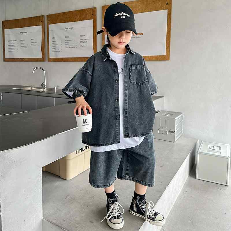 キッズ ファッション トップス 男の子 カジュアル おしゃれ 夏 服 薄手 涼しい 半袖 デニム カジュアル