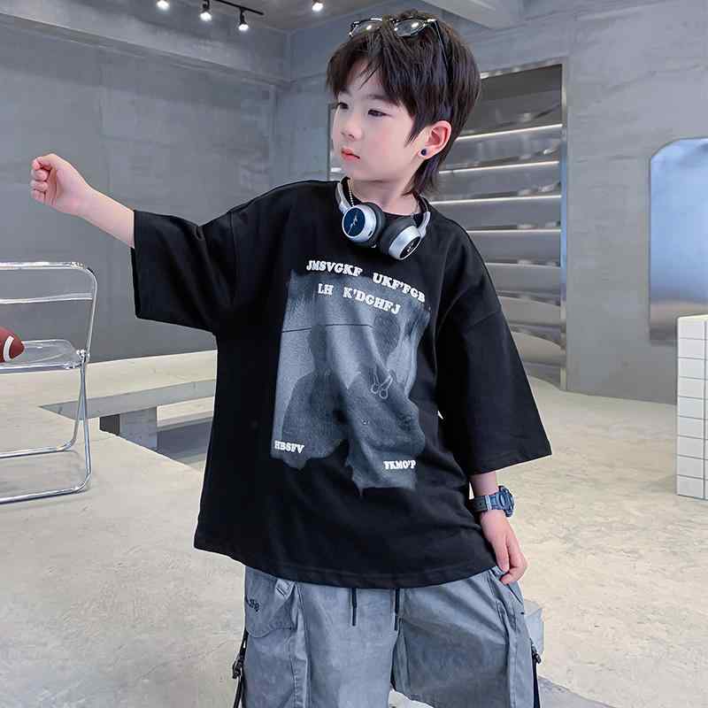 男の子 Tシャツ 半袖 ファッション キッズ 子供 カジュアル おしゃれ 夏 夏 大きめ ゆったり 速乾 綿 トップス 夏