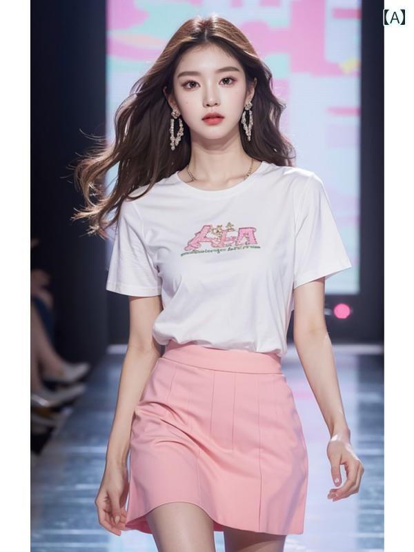 レディース ファッション 夏 服 一式 マッチ Tシャツ スカート 旅行 セットアップ
