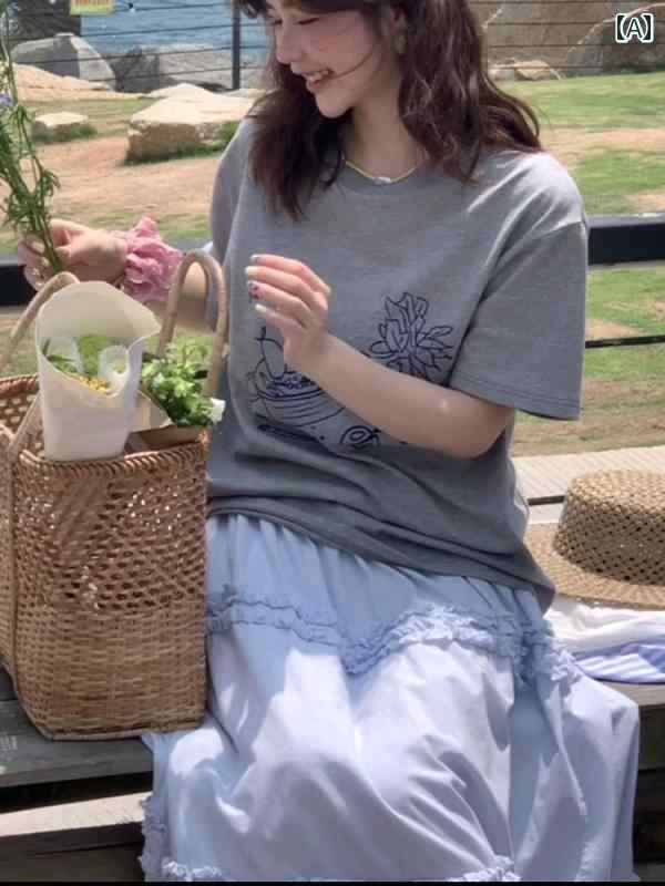レディース 流行り物 夏 服 かっこ良い 見目麗しい ソルト 系 軽さ 冷やりとした 成年者 ティーシャツ スコート セットアップ 揃って その他-レディースファッション