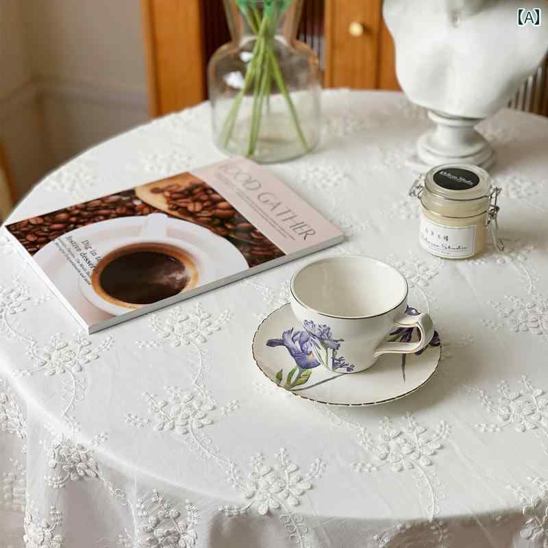 テーブルクロス おしゃれ インテリア ティー コーヒー フランス レトロ 白 レース 立体 刺繍 軽量 涼しい カバー 韓国 長方形