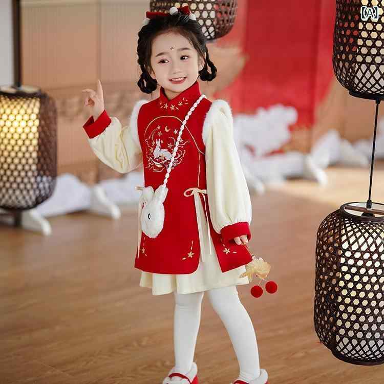 民族御召しもの 赤ちゃん 成人女性 可愛らしい 冬 起毛 家兎 年 漢服 新年 瀬戸もの風 唐 セットアップ 正月 うしろ帯御祭り 正月