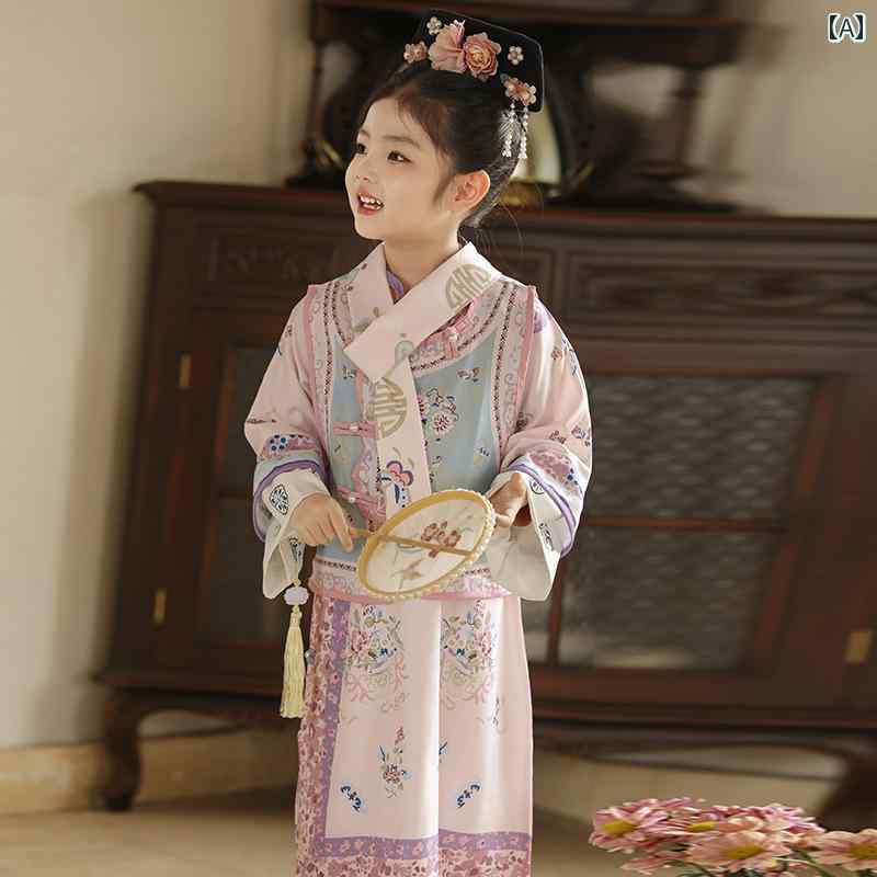 民族お召しもの 小わっぱ 御嬢さん 愛くるしい 清朝 お姫様 服 九重の天 もの言う花 清朝 漢服 演芸 お召しもの より良い お召しもの セットアップ ドレス-キッズ・ベビー・マタニティ-キッズファッション