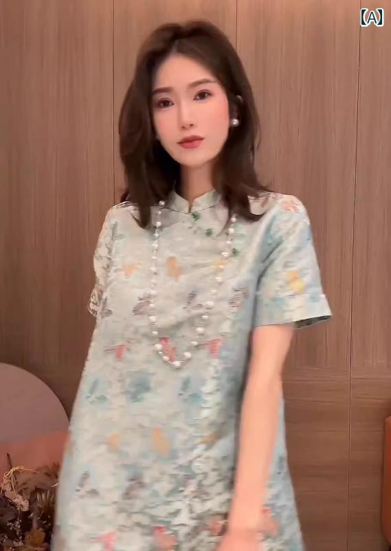 レディース ファッション 美しい スカート 夏 中国 婦人服 チャイナ ドレス 歌 錦 ドレス|おうち健康生活