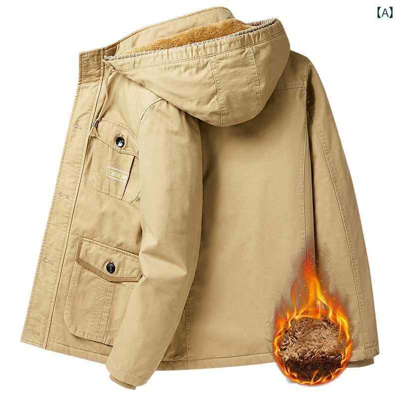 メンズ ファッション フード ジャケット ワークジャケット 秋冬 軽量 涼しい 綿服 起毛 厚手 綿服｜おうち健康生活