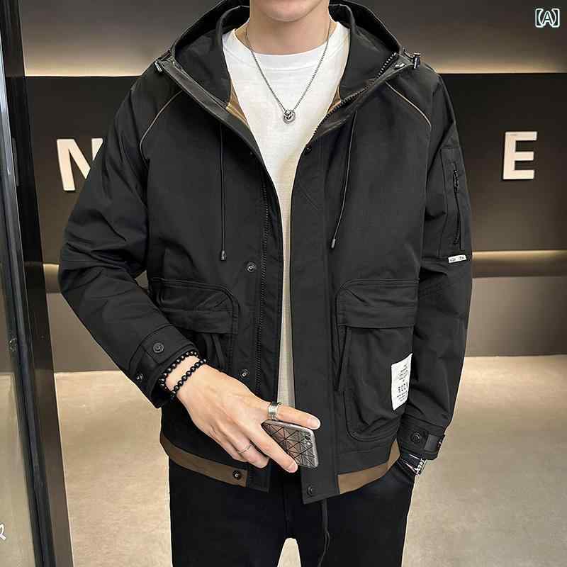 メンズ ファッション 春秋 ジャケット フード ワークジャケット カジュアル ジャケット