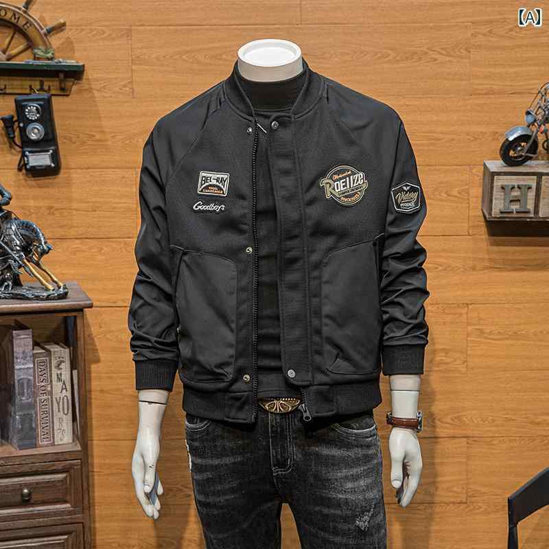 メンズ ファッション 野球 襟 ジャケット 春秋 カラー カジュアル オートバイ フ軽量 涼しい ジャケット｜おうち健康生活