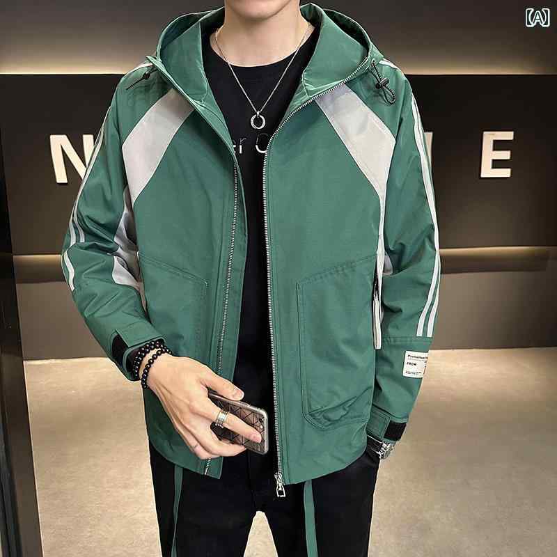メンズ ファッション フード ジャケット 春秋 ジャケット スリム パイロット カジュアル ジャケット