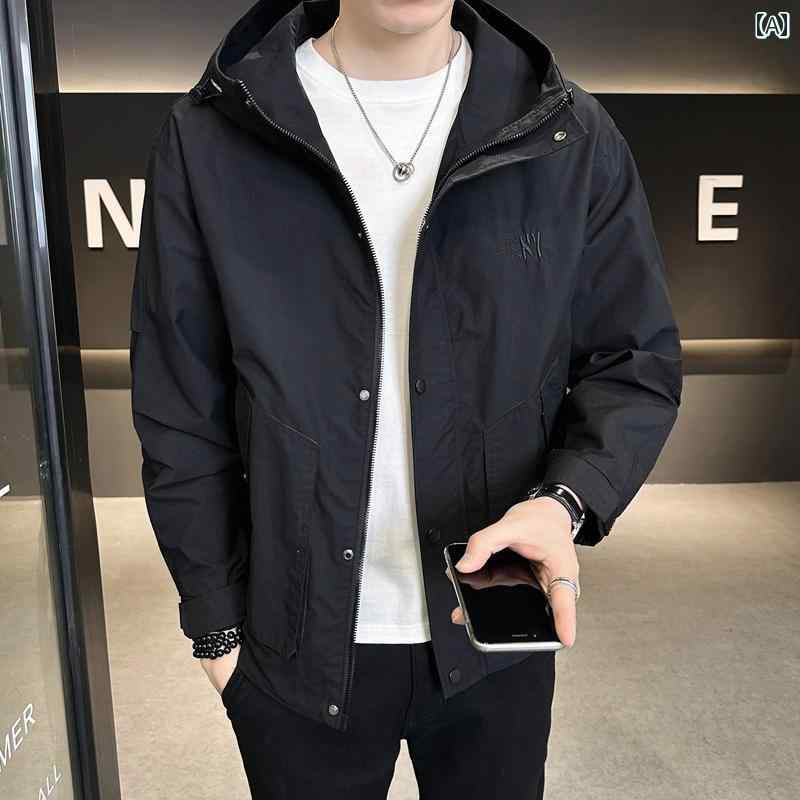 メンズ ファッション フード ジャケット 春秋 トレンド カジュアル 薄手 涼しい ワークウェア ジャケット｜おうち健康生活