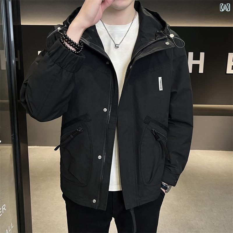 メンズ ファッション ジャケット 春秋 フード ワークジャケット 薄手 涼しい 秋 トップス｜おうち健康生活
