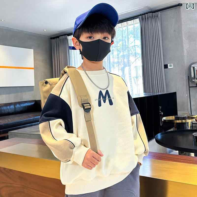 男の子 トップス カジュアル おしゃれ 秋 スウェットシャツ 春秋 ビッグ トップス 秋 起毛 シャツ