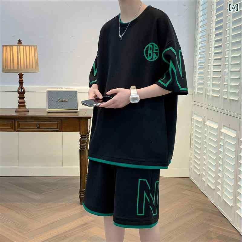 セットアップ 男の子 おしゃれ カジュアル 夏 半袖 Tシャツ ボーイ 学生 ひんやり 涼しい 快適 半袖