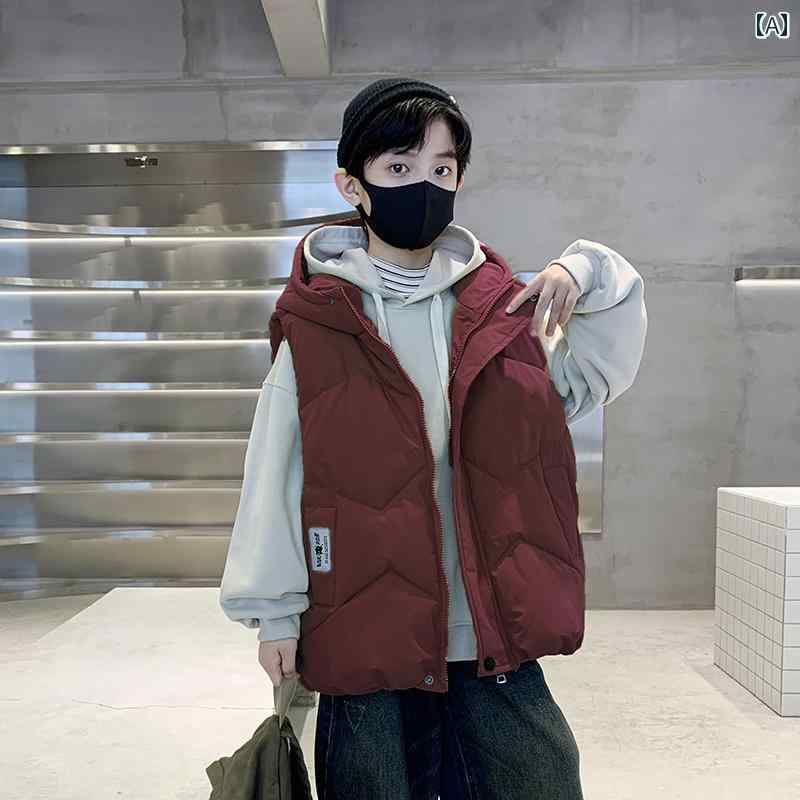 アウター 男の子 冬 おしゃれ カジュアル キッズ ダウン コットンベスト 秋冬 ビッグ 冬 厚手 フード ベスト