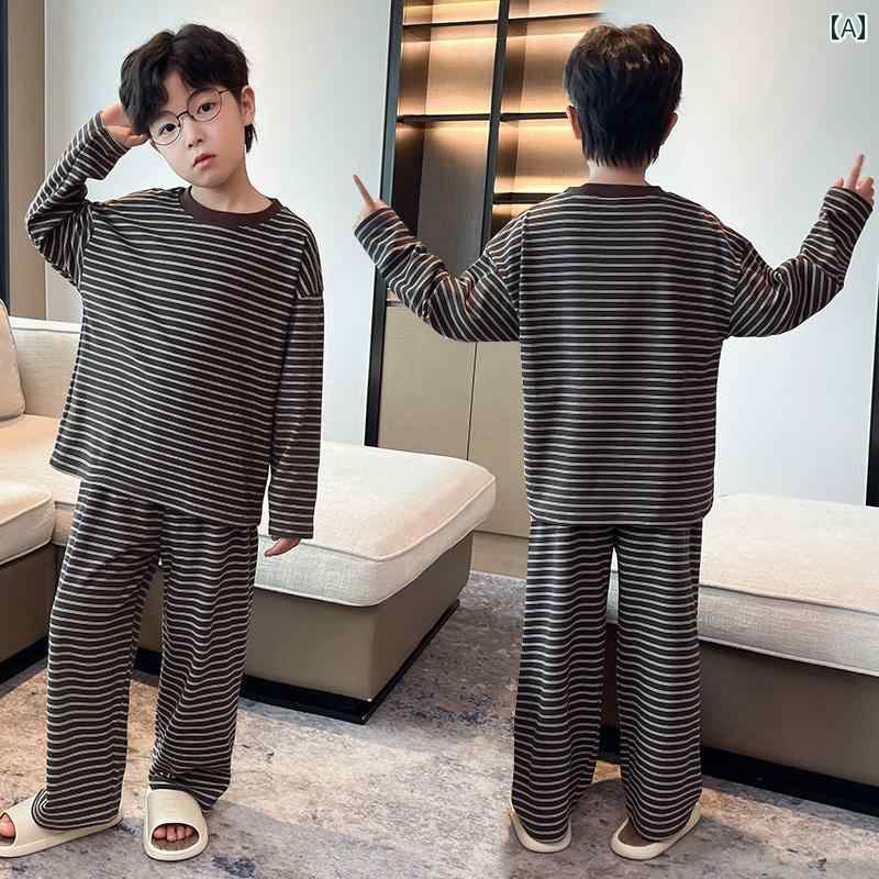 パジャマ 男の子 ルームウェア 子供 キッズ 春秋 ストライプ ホーム トレンディ