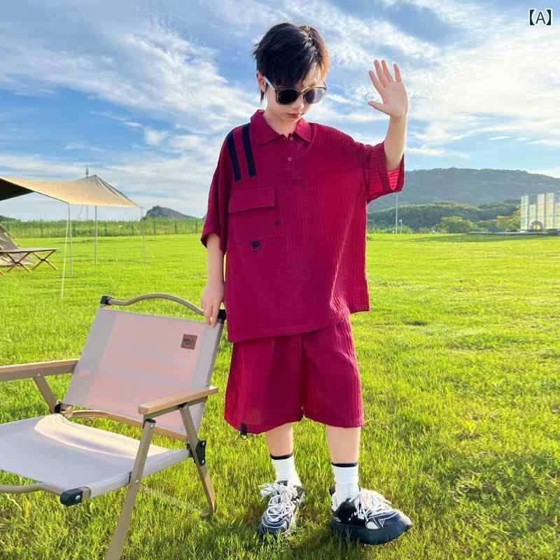 セットアップ 男の子 おしゃれ カジュアル 夏 ボーイズ 大きめ 半袖 シャツ トレンディ