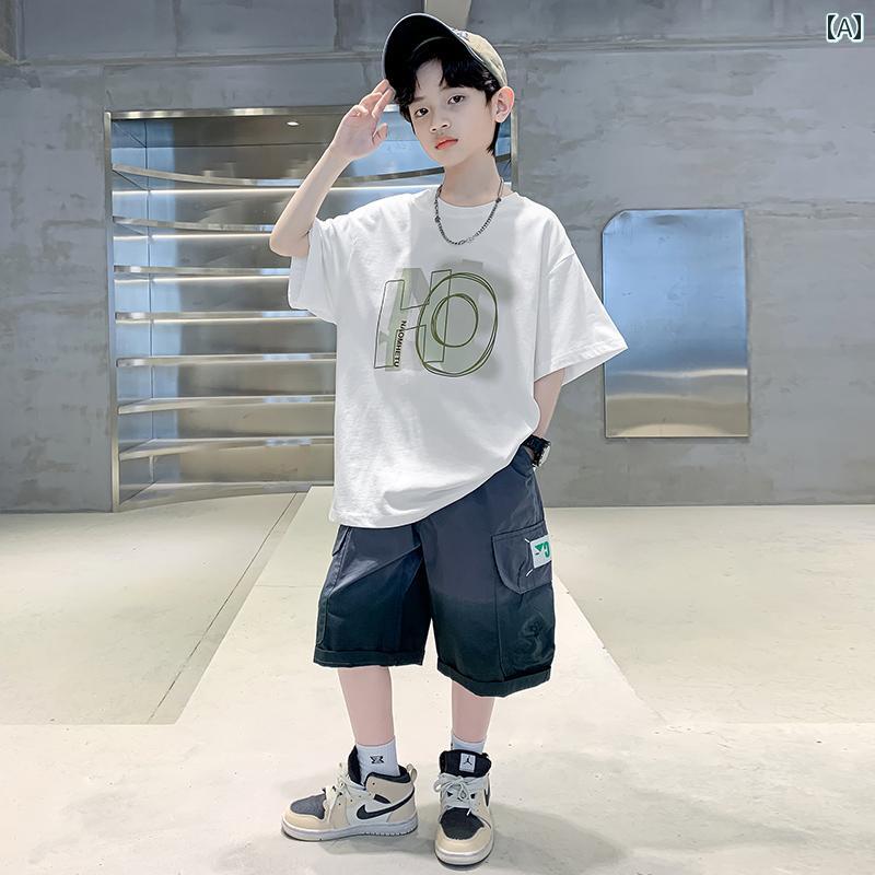 男の子 ファッション ボーイズ 子供 夏 おしゃれ カジュアル 半袖 Tシャツ 薄手 涼しい 涼しい 綿 半袖 ラウンドネック トップス tシャツ