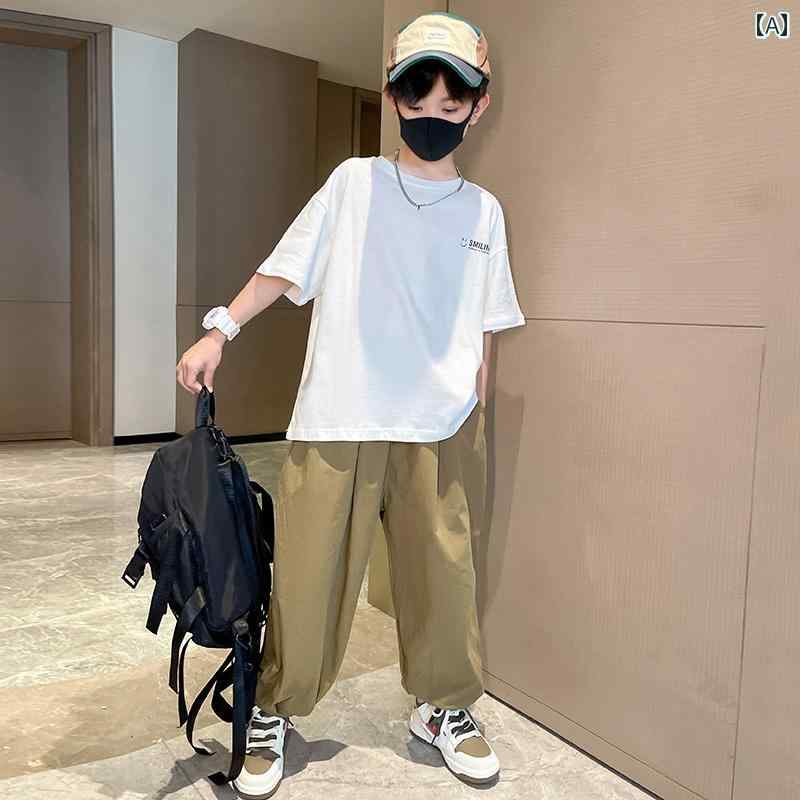 セットアップ 男の子 おしゃれ カジュアル 夏 ボーイズ 新 ランタン ズボン 薄手 涼しい 涼しい 半袖 ストリート トレンド
