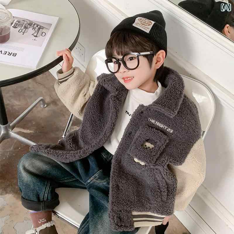 アウター 男の子 冬 おしゃれ カジュアル キッズ 冬 ジャケット 韓国 ウール セーター 秋冬 綿 コート
