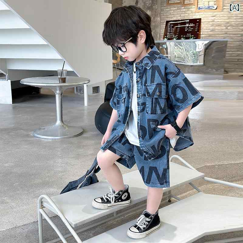 セットアップ 男の子 おしゃれ カジュアル 夏 デニム トレンディ 2点 セット