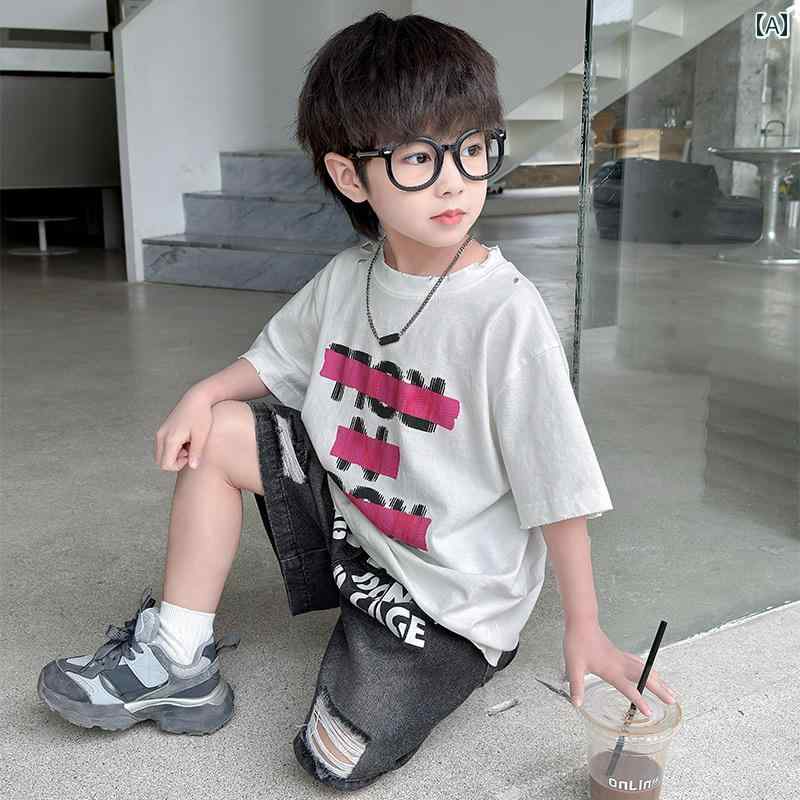 男の子 ファッション ボーイズ 子供 夏 おしゃれ カジュアル 半袖 Tシャツ 綿 半袖 Tシャツ スポーツ トップス