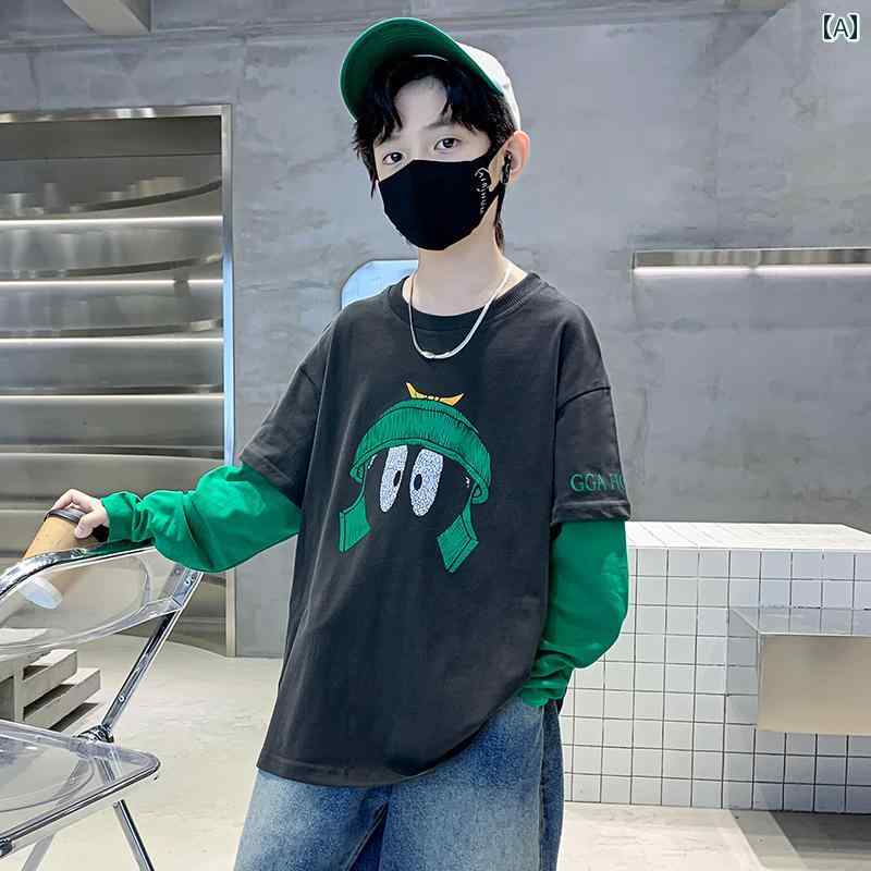 男の子 トップス カジュアル おしゃれ 春 スウェットシャツ 春秋 長袖 Tシャツ