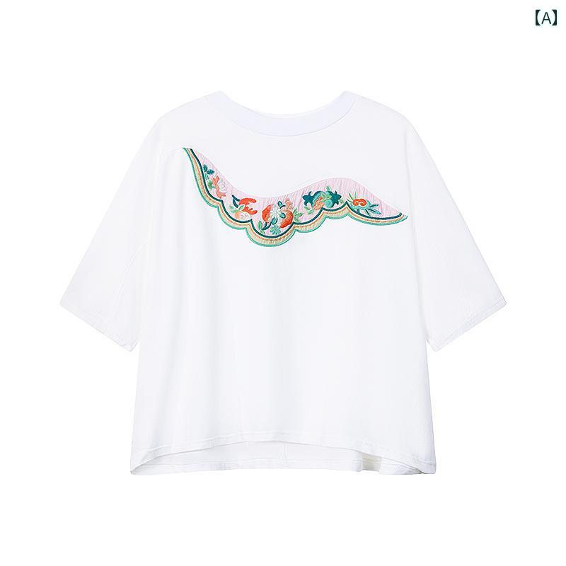 レディース ファッション 夏新 トレンド 刺繍 半袖 Tシャツ