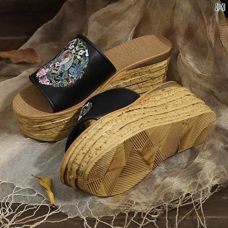 靴 レディース エスニック 刺繍 ビーチ サンダル サンダル 秋｜おうち健康生活