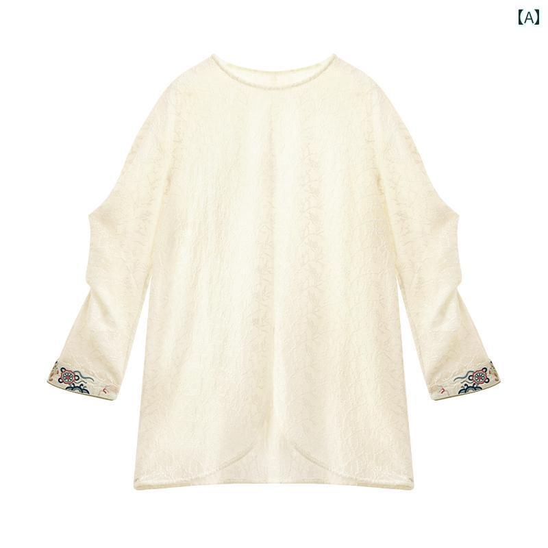 レディース ファッション 雪 ライオン 秋 アウターウェア 刺繍 ミディアム 丈 軽量 涼しい Tシャツ