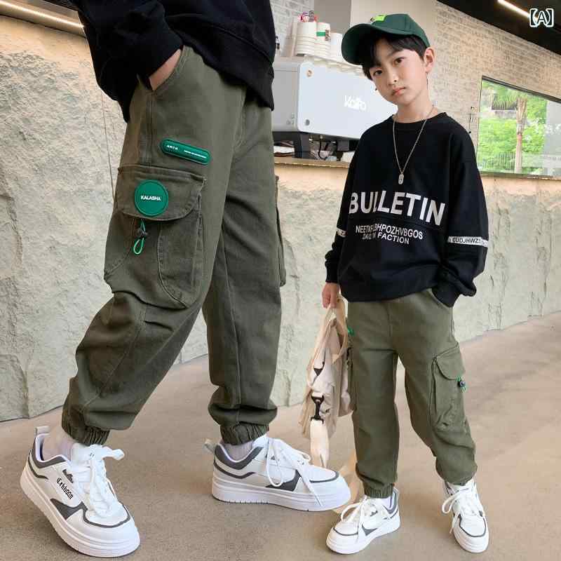 子供服 男の子ズボン キッズ ファッション カジュアル パンツ おしゃれ 春秋 ゆったり ぽっちゃり トレンディ クール