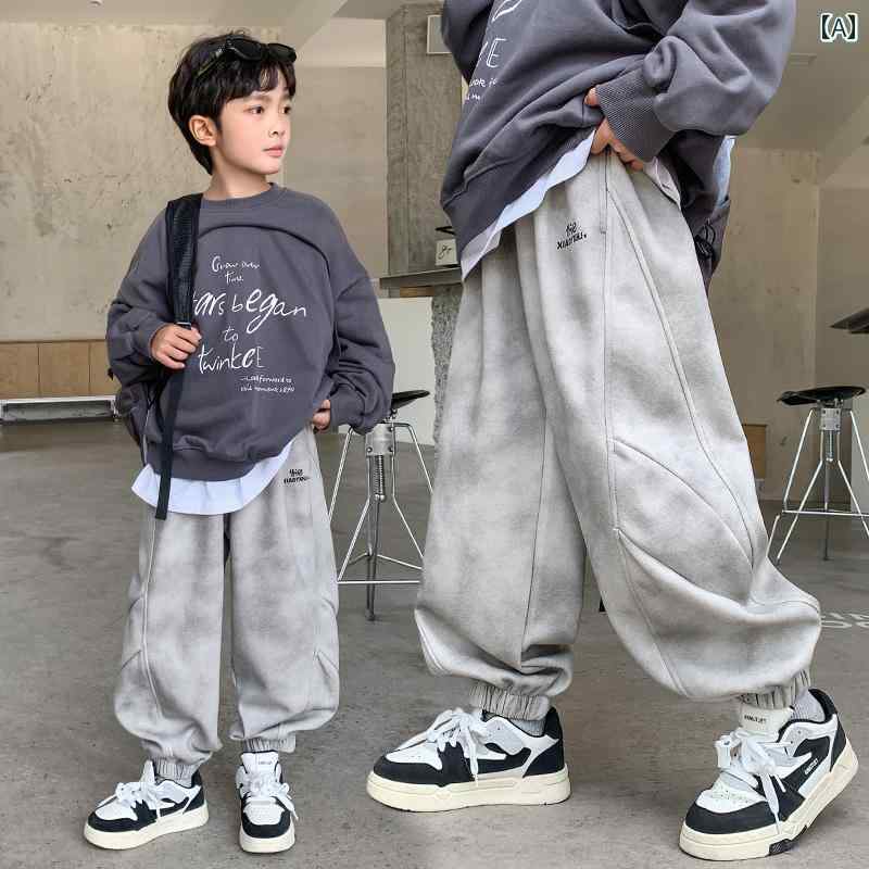子供服 男の子ズボン キッズ ファッション カジュアル パンツ おしゃれ 秋服 大きめ スウェット トレンディ クール 春秋 スポーツ