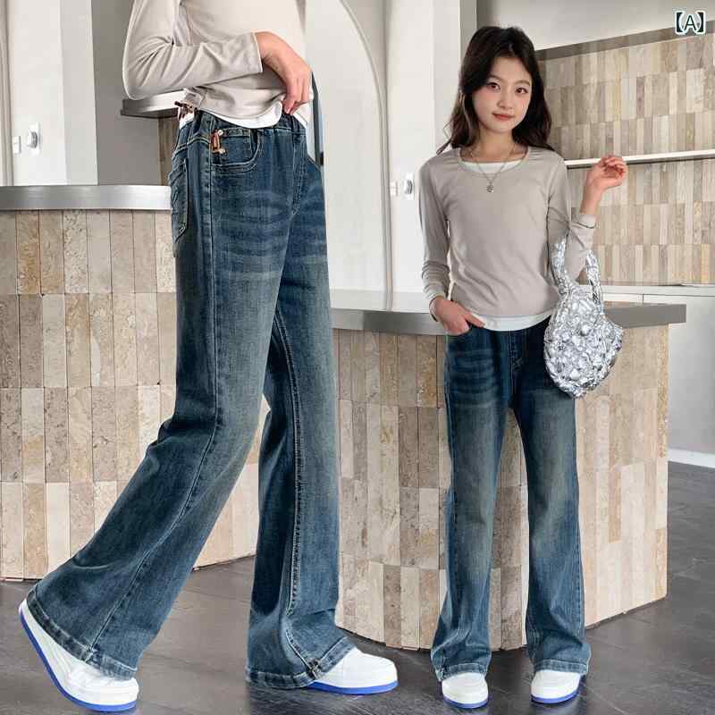 ズボン 女の子 キッズ パンツ カジュアル おしゃれ ストレート ジーンズ 春秋秋