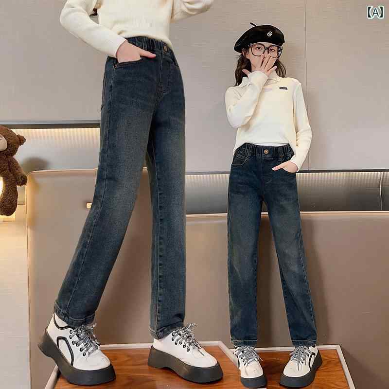 ズボン 女の子 キッズ パンツ カジュアル おしゃれ 女児 ジーンズ 春秋 アウターウェア 秋 裾細