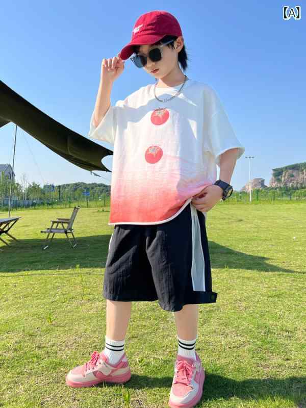 セットアップ 男の子 おしゃれ カジュアル 夏 綿 半袖 ショート パンツ 2点 セット