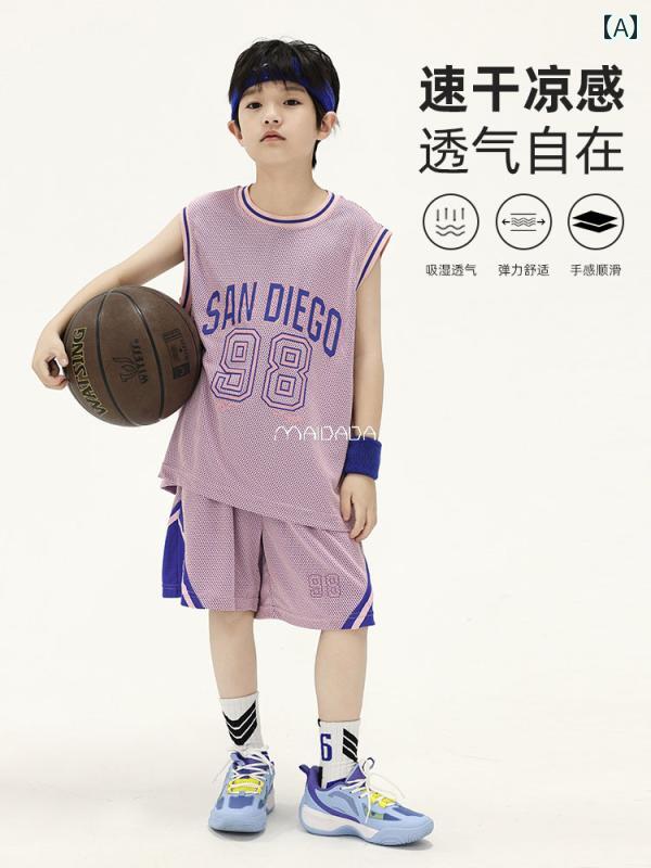 セットアップ 男の子 おしゃれ カジュアル 夏 速乾 スポーツ バスケットボール ベストノースリーブ ジャージ