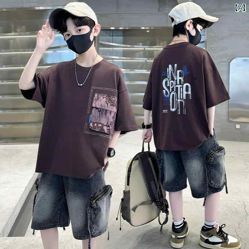 セットアップ 男の子 おしゃれ カジュアル 夏 半袖 Tシャツ セット 綿 トレンド ショートパンツ 2点 セット