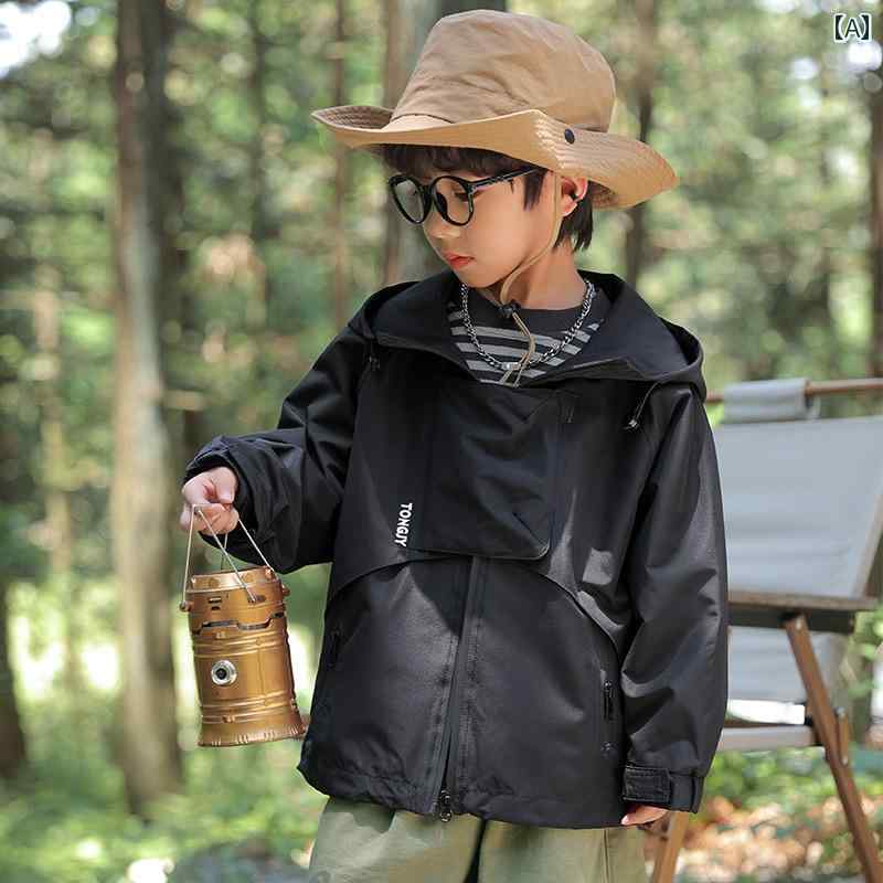 アウター 男の子 冬 おしゃれ カジュアル キッズ コート 春秋服 ジャケット 秋 防風 登山 服